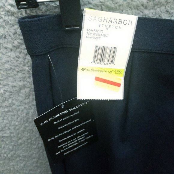 Sag Harbor NWT Women's 4P Stretch Navy Blue Slimming Pants 29.25" 28.75" 9.75" - Picture 6 of 10